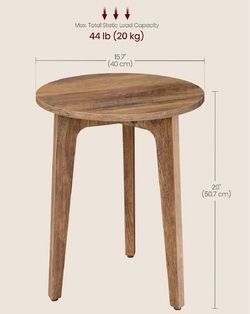 VASAGLE 2-Tier Round End Table Nightstand w/ Tapered Legs Set of 2 - Honey Brown