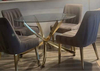 Round Glass Dining Table with 4 Chairs