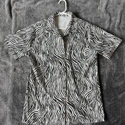 COOFANDY Men’s Zebra Print Button Up Shirt – Size M