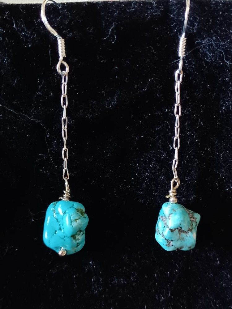 Vtg.sterling Silver Turquoise Earrings
