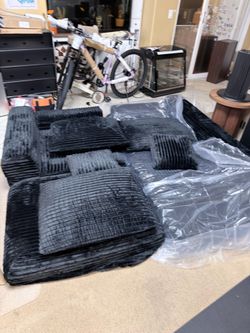 Low Profile Black Floor Sofa Cushion Set