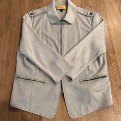 St. John white leather jacket full zip