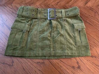 Urban Outfitters Olive Green Corduroy Belted Mini Skirt - Size Medium - Excellent Condition