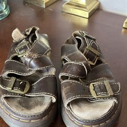 Dr. Martens Chunky Brown Leather Buckle Sandals Vintage Size 39