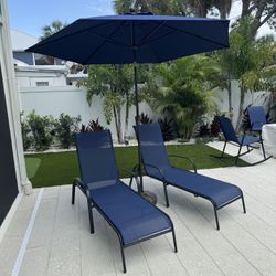 2 Lounge Chairs And Umbrella 