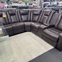 PRICE DROP🇺🇸4th Of July Sale🇺🇸Stunning Chocolate Power Reclining Sofa Sectional Limited Time🇺🇸