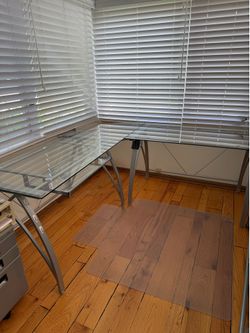 L shape Glass Desk - & can be split