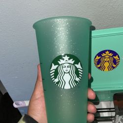 Light Green Starbucks Glitter Cup