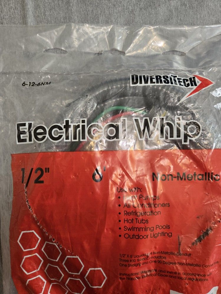 Electrical Whip 6'   1/2" 6-12-6nm
