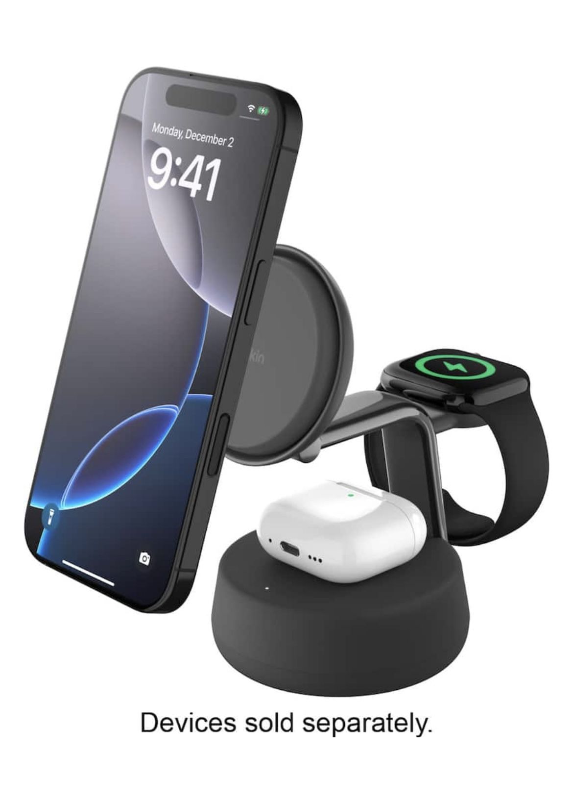 Belkin - UltraCharge Pi i2 25W Magnetic Wireless Charging Dock for iPhone, Apple Watch and AirPods - Charcoal