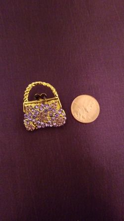 Mini Brooch Purple & Gold Plated