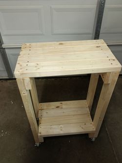 Small Table are moveable storage cart