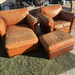 Oversized Leather Chairs With Ottoman 