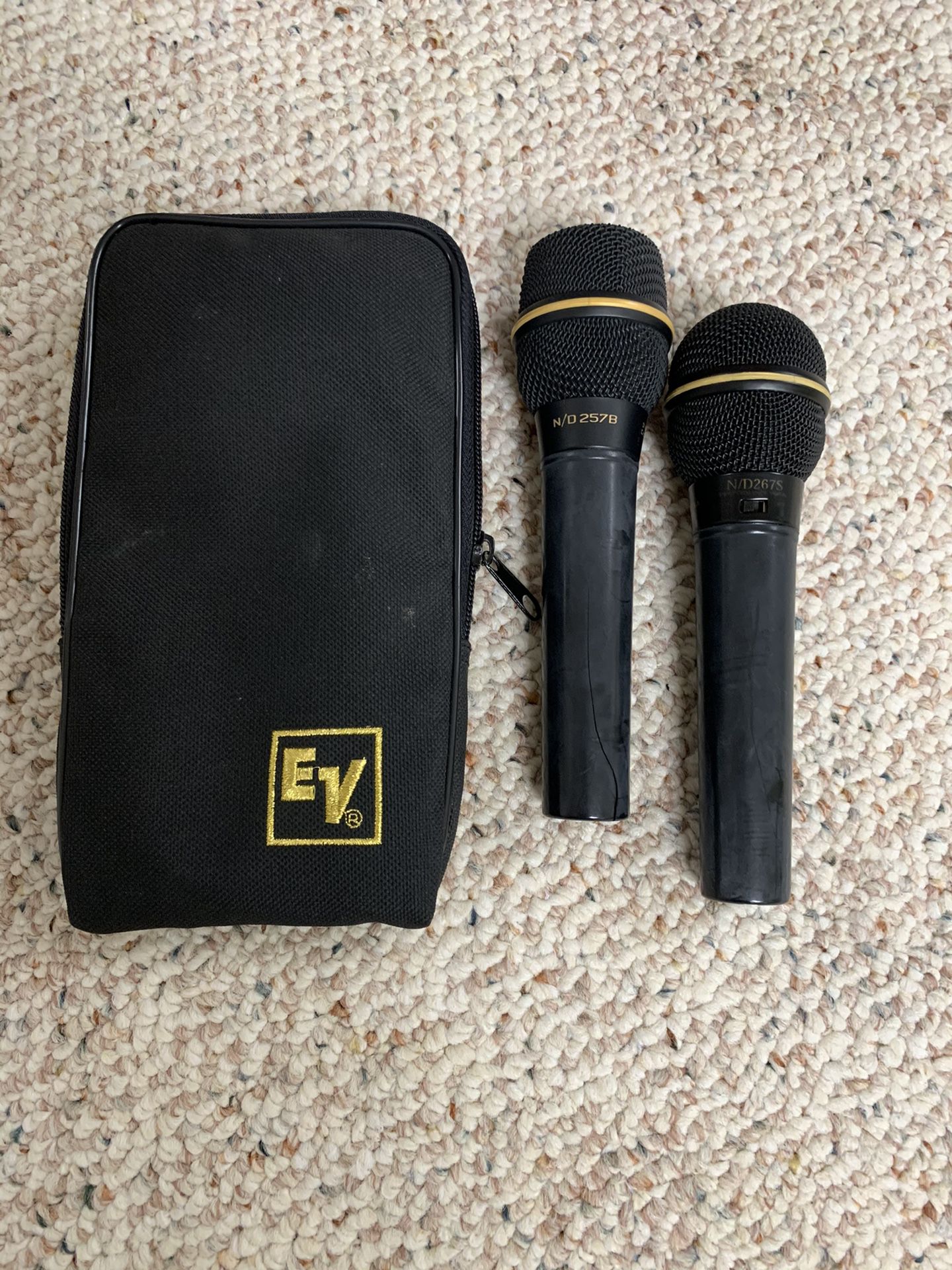 Two electro voice microphones.