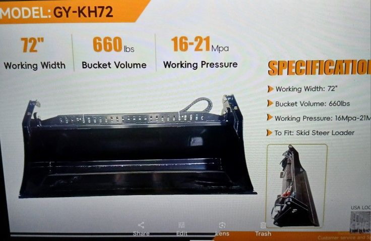 72" 4 In 1 Bobcat Skidsteer Bucket NEW Grapple