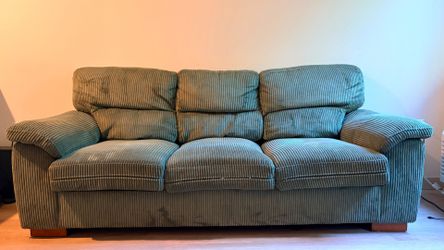 Green Corduroy 81" Three-Seater Sofa/Couch