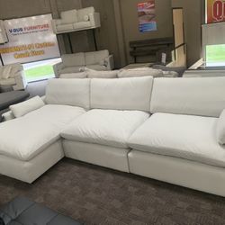 Cream White Feather Down Sectional 