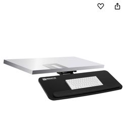 Mount-It! Adjustable Under Desk Keyboard Tray, Ergonomic Computer Keyboard and Mouse Platform with Wrist Rest Pad, Keyboard Slide Out Tray with Height