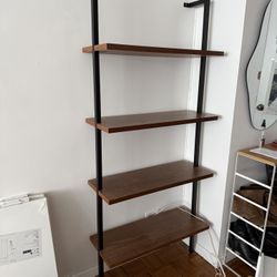 CB2 70” Helix Walnut Wood Wall Mount Bookshelf