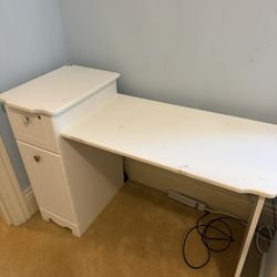 Solid Wood Writing Kids Vanity Desk White 