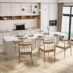 Expandable Dining Table for 10-12 People Transformer / Folding Console Space Saving Furniture Small Apartments White HILLCREST / UNIVERSITY HEIGHTS