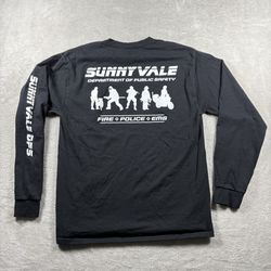 Y2K Sunnyvale CA Police Fire Department Men’s L Black Long Sleeve T Shirt #718