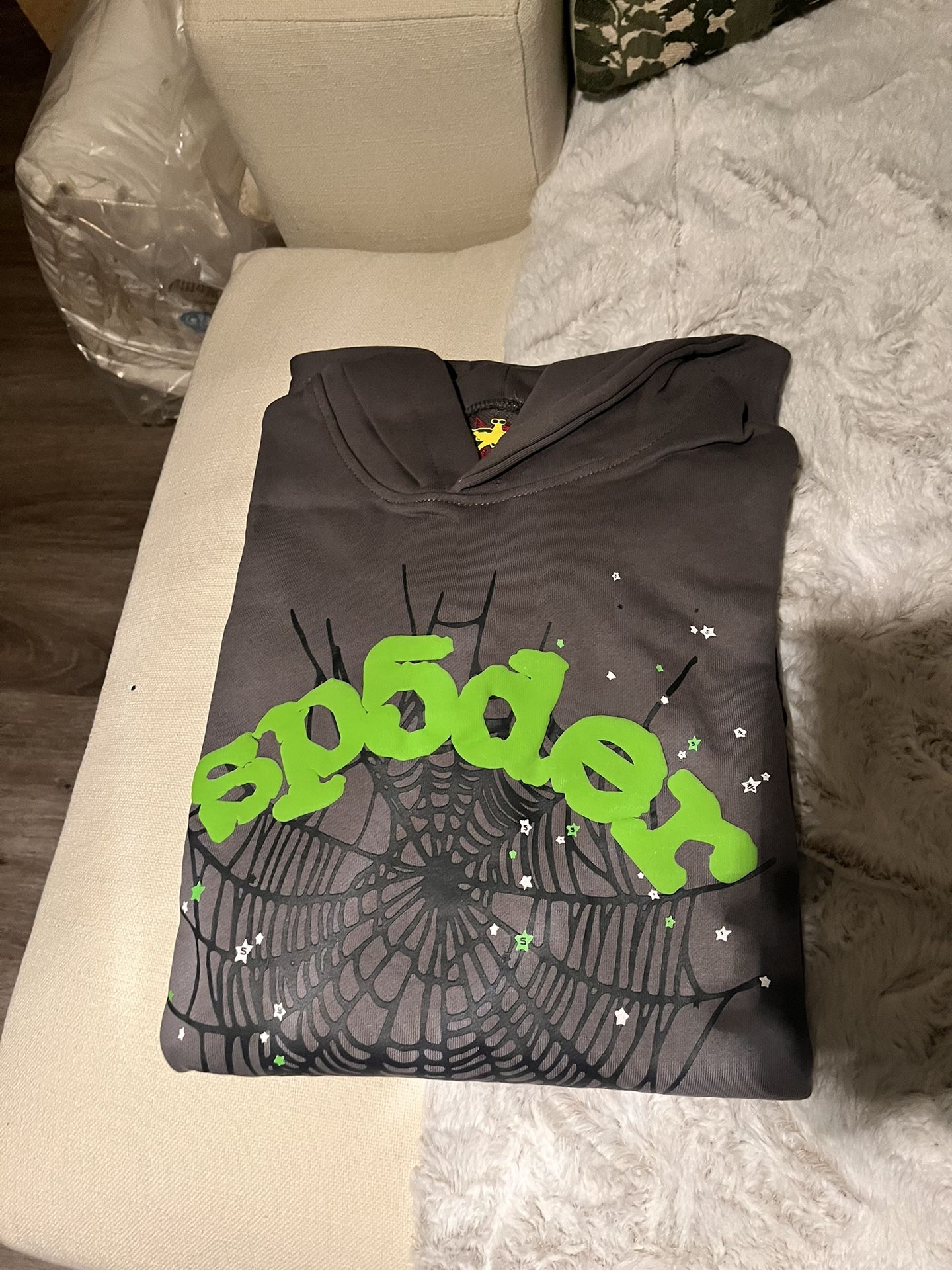 Sp5der hoodie youngthug- grey/green