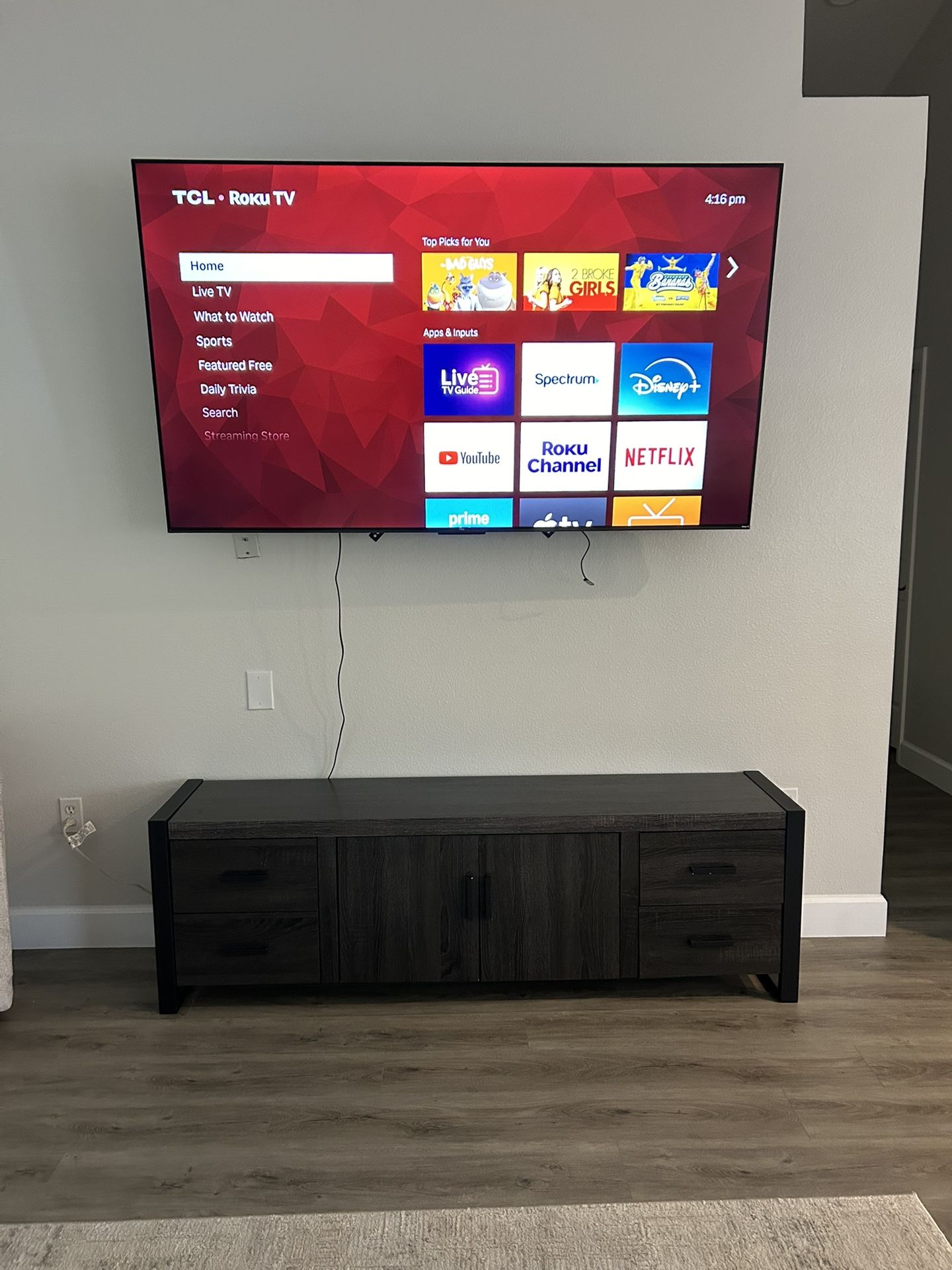 75inch TCL Roku Tv And Tv Desk