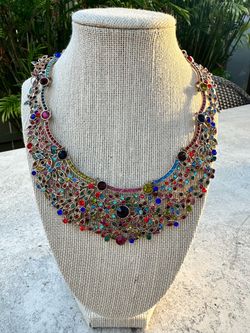 Natasha Multicolor Rhinestone Bib Statement Necklace - Like new.