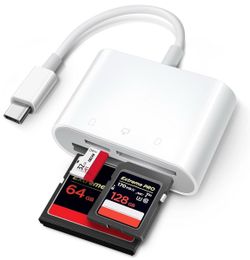 SD Card Reader for iPhone iPad with Lightning Port, SD & Micro SD Dual Slots Memory Card Reader for Digital Trail Camera Card Adapter SD Card Viewer,