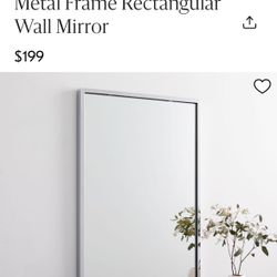 WEST ELM Metal Frame Rectangular Wall Mirror BRAND NEW Polished Chrome 