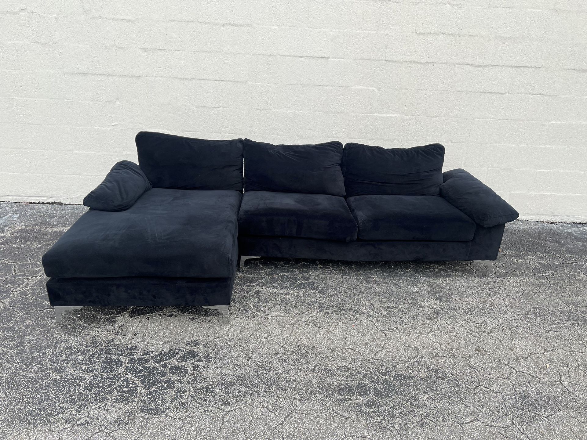 Black Velvet Sectional Sofa