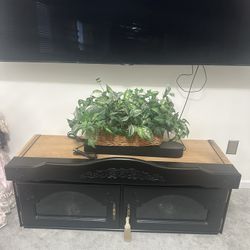 Black Wood Entertainment Center / TV Stand – Classic & Sturdy