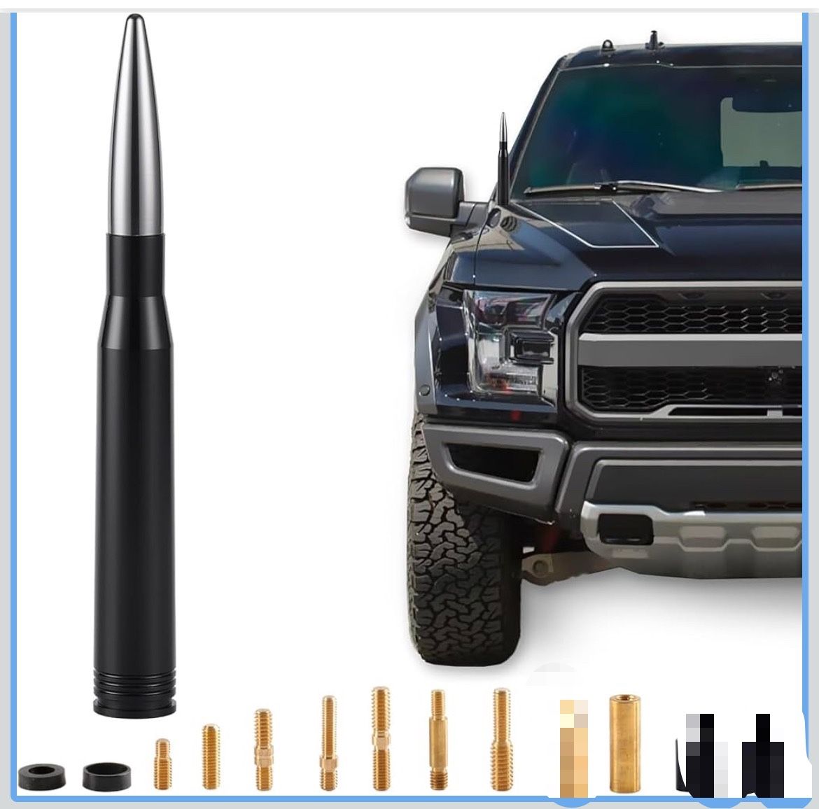 Universal Car Antenna Compatible with Ford, Dodge, Chevrolet, GMC, Jeep, Toyota Truck Antenna - Made of Rugged Billet and Aluminum, Gray, Car Accessor