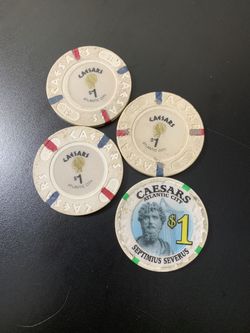 (4) 1.00 Caesars Atlantic City Casino Chips