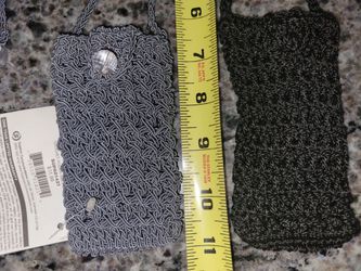 2 new small grey & black crochet phone pouches