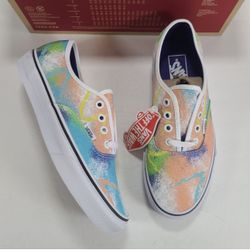 Vans Authentic Retro Mart Tie Dye Multi True White Sneakers Women 7.5 Men 6