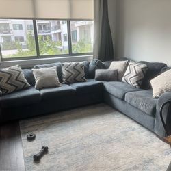 Large Navy Blue L Shape Sectional