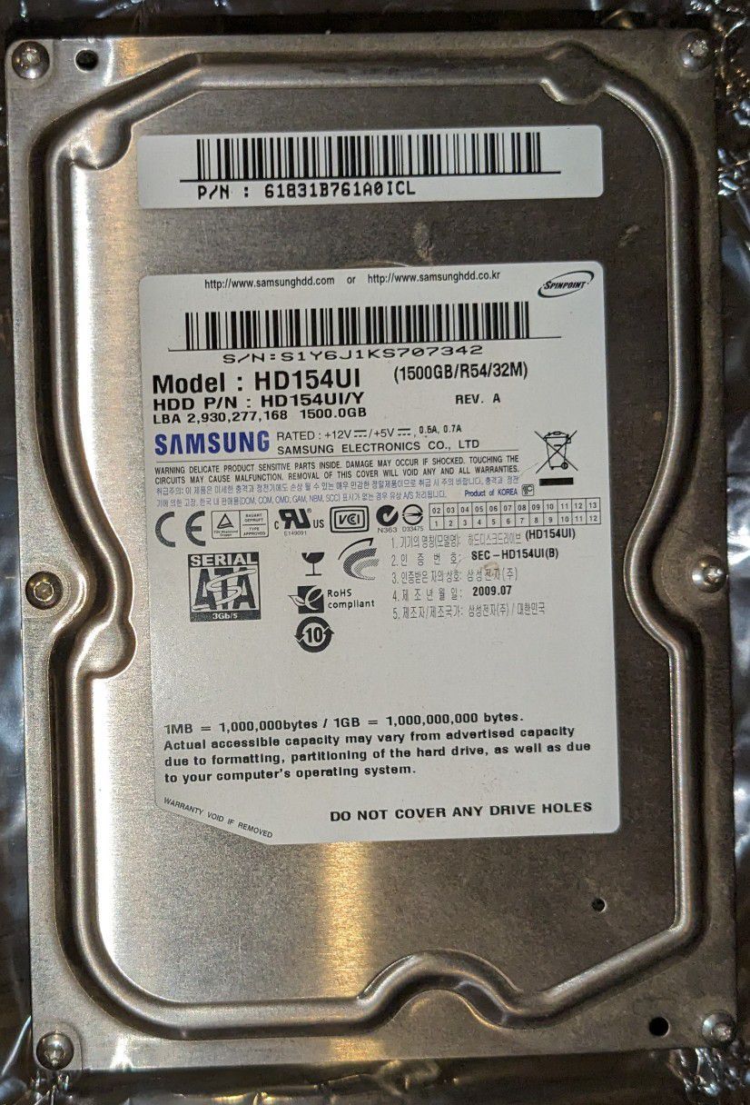 1.5tb & 1tb SATA HDD hard disk drives