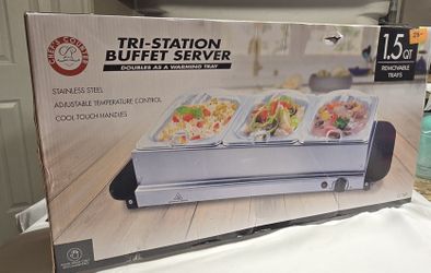 Tri Station Buffet Server. Adjustable Temp Control