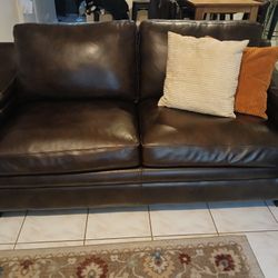 FOR SALE: Brown Leather Sleeper Sofa