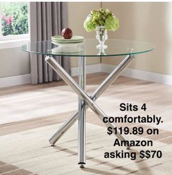 Round glass dining table