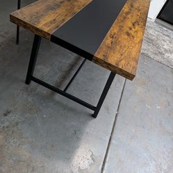New Out The Box! Beautiful 6 Person Seating Dining Table w/ Metal Base