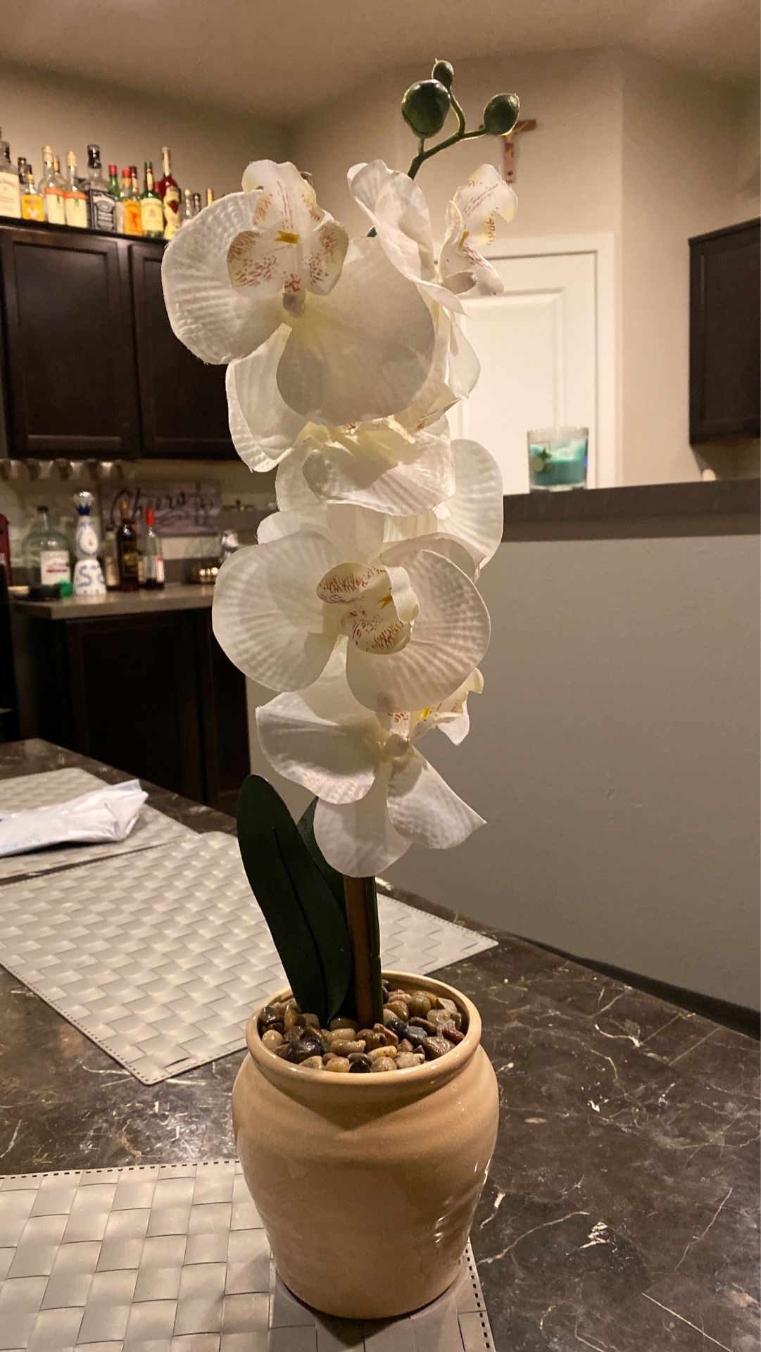 Fake desk plant orchids white