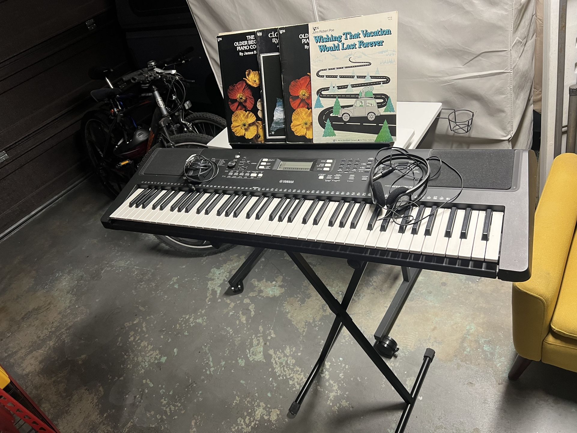 Yamaha PSR-EW300 76-Key Portable Keyboard + Adjustable Stand + Music Books