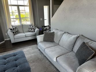 Matching Gray Sofa + Loveseat Set (3-seat + 2-seat) — $400 OBO