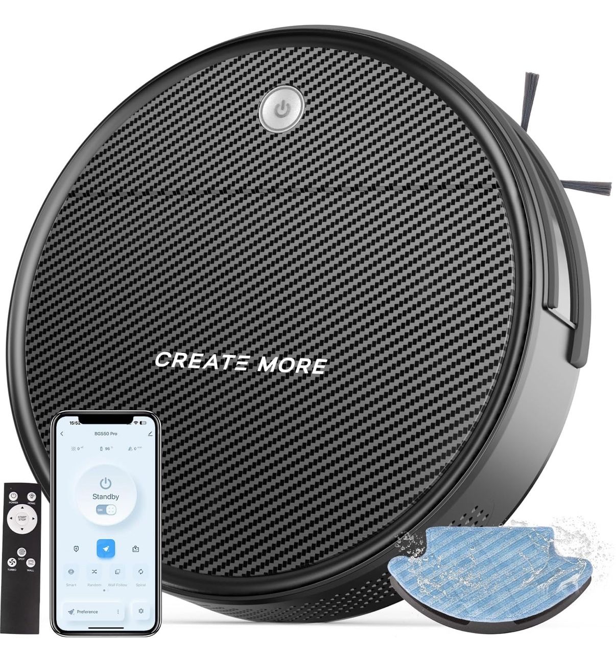 Bagotte Robot Vacuum and Mop, Robotic Vaccum 550ml Dustbin, 2.75'' Slim Robot Vacuum Cleaner, Zigzag Efficient Navigation, Automatic Robot Vacuum Clea