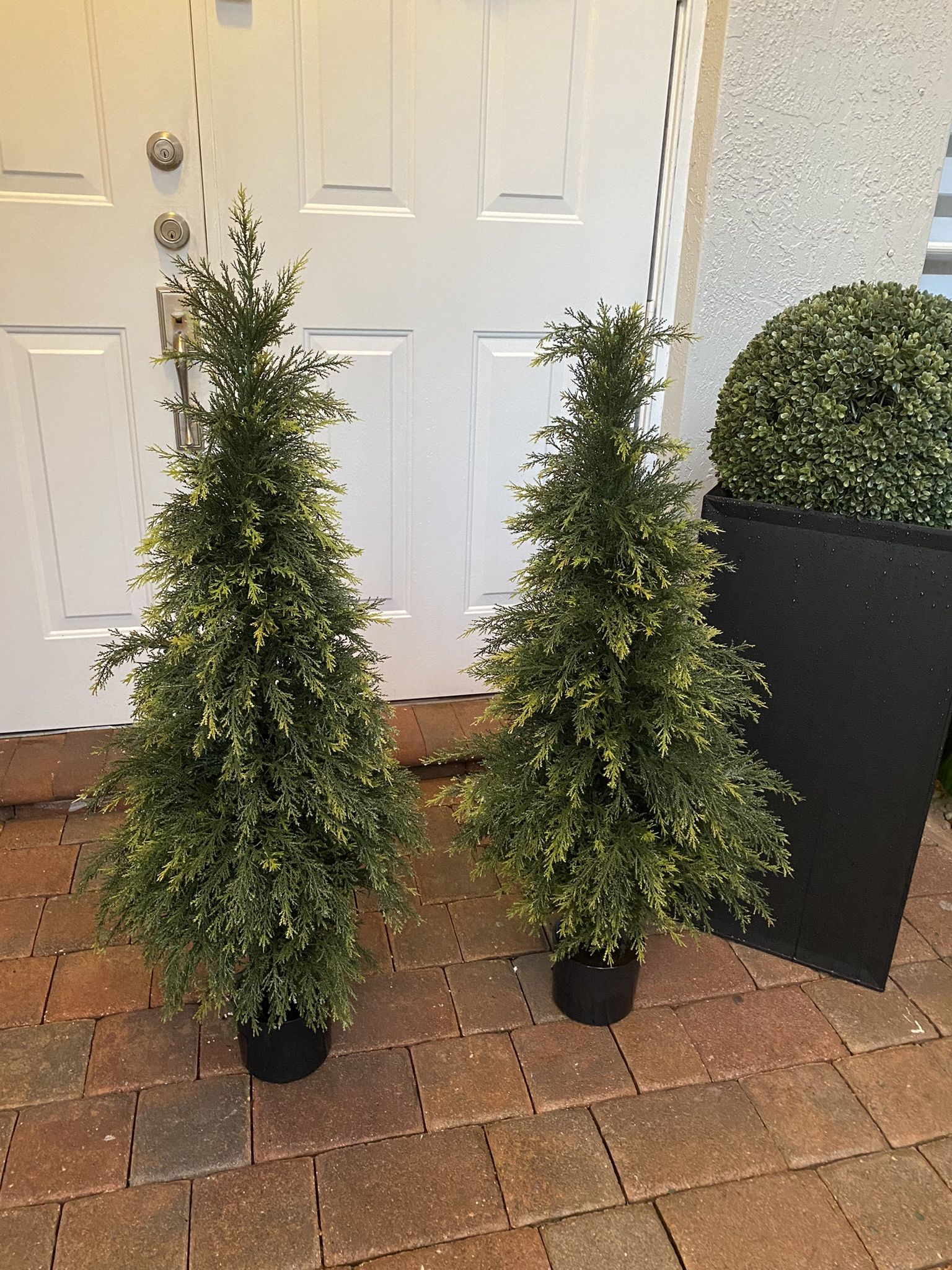Artificial Cedar Topiary Trees Set Of 2 $60