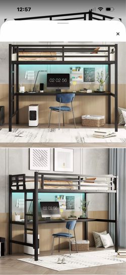 Twin XL black metal loft bed frame