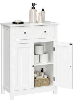 VASAGLE Bathroom Storage Cabinet, Free Standing, Drawer, Adjustable Shelf